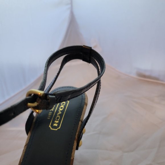 Coach Betsey Signature Blue Wooden Sandal - Picture 7 of 7